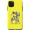 SEEMBO Custodia per iPhone 11 Pro Max Gorilla che suona la batteria Cool Monkey Funny Animal Rock batterista