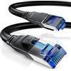 CSL-Computer CSL - Cavo di rete CAT.8, 40 Gbit, LAN, cavo dati CAT8, ad alta velocità, Gigabit Ethernet, 40000 Mbit, velocità in fibra, S/FTP PIMF, schermatura, connettore RJ45, nero