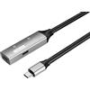 PremiumCord Cavo Prolunga USB-C Attivo con Ripetitore 15m, USB-C Femmina a Maschio, USB 3.2 Gen 1, 5 Gbit/s, 2x Schermato, AWG20/28, Involucro in Alluminio, Colore Nero, Lunghezza 15m