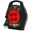 VELAMP - Prolunga Elettrica 10 Metri con Avvolgicavo Elettrico e Presa Multipla (4 Prese Schuko + 10/16A), Spina Grande 16A, Interruttore di Sicurezza - Cavo Elettrico Multipolare 3G Sezione 1,0 mm²