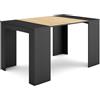 Skraut Home | Consolle allungabile | Tavolo consolle allungabile | 140 | Per 6 persone | Tavolo da pranzo | Stile moderno | Nero e rovere