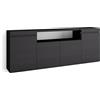Skraut Home | Credenza, Mobile, Cucina | Madia, mobile ingresso | 200x75x35cm | 4 Porte | grande stoccaggio | Stile moderno | Nero