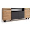 Skraut Home | Credenza, Mobile, Cucina | Madia, mobile ingresso | 200x87x35cm | 4 Porte | Design industriale | Stile moderno | Rovere e nero