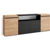 Skraut Home | Credenza, Mobile, Cucina | Madia, mobile ingresso | 200x75x35cm | 4 Porte | grande stoccaggio | Stile moderno | Rovere e nero