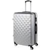 ITACA - Valigia Grande Rigida Viaggio Rigide. Trolley Grande con 4 RuoteDoppie Girevoli. Materiale ABS Valigia Rigida Grande Resistente e Leggero TSA, Argento
