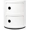 Kartell Componibili Contenitore 2 Elementi, Base Tonda, ABS, Bianco, 32 x 32 x 40 cm