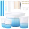 Amentalove Misurini in silicone per resina, 600ml, 250ml, 100ml, tazze di miscelazione in silicone, con bastoncini e pipette, guanti e pinzette, per stampi di miscelazione in resina