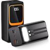 POWELEPHANT Power Bank 50000 mAh con cavo incorporato portatile con torcia LED e 7 uscite e 3 ingressi Nero