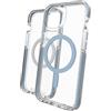 ZAGG Gear 4 Santa Cruz Snap D30 Custodia protettiva per iPhone 13, sottile, antiurto, ricarica wireless, MagSafe, (blu trasparente)