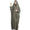 YOVALO Abito da Donna Elegante Musulmano Hijab Islam Dubai Abaya in Tinta Unita, Abito da Preghiera Monopezzo Copertura Completa Musulmana Moda a pipipistrello, Jilbab Hijab Abito da Donna