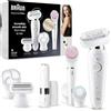 Braun Silk-épil 9 Flex Depilatore Donna, Epilatore Elettrico Donna con Testina Flessibile, Tecnologia MicroGrip, Cappuccio Massaggiante, Idea Regalo, 9105, Bianco e Oro
