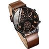 Genérico Set di 5 Pezzi Orologio Al Quarzo Per Affari E Tempo Libero, Vintage Con Cinturino In Pelle PU E Bracciali, Regali Di San Valentino E Ramadan per Donne E Uomini, caffè, striscia