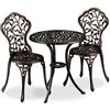 Relaxdays Mobili da Balcone, Set da 3, Tavolino con 2 Sedie, Decorativi, Alluminio, da Bistrot, HxD: 65x60 cm, Bronzo