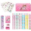 Vicloon Cancelleria 27Pcs Regalo Bambina, Set di Matite a Forma di Unicorno, Astucci, Include Righello, Gomma, Penne Unicorno Simpatico per Ragazze