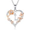 EUDORA Harmony Ball Rosa Cuore Collana con iniziale L per donne Lettera L Alfabeto iniziale Collane Rame Placcato rodio Ciondolo con Zirconi Cubici, Iniziali Gioielli Regali per Donne Moglie, 18