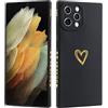 LENGRACE per iPhone 16 PRO MAX 6.9 Oro Amore Cuore Custodia,Gold Love Heart Pattern per Donne Ragazze Antiurto Silicone TPU Custodia-nero