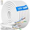 MEIPEK Cavo Ethernet 100 Metri, Cat 6 Bobina Cavo Lan per Esterno Non Schermata Cavo di Rete Cross 100m Molto Lungo Filo Ethernet UTP AWG23 Gigabit Cavo Internet Alta Velocità Cavo Patch Bianco