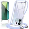 Coiwxmoi Cover per Xiaomi Redmi Note 13 Pro 5G con Cordino 6,67,Trasparente Custodia con Laccio Tracolla Corda Catena Cinghia,Ultra Morbido Silicone TPU Antiurto Case per Redmi Note 13 Pro 5G, Viola