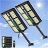 Viugreum 2 pezzi 1200W LED lampione solare con telecomando, 6500K lampione con sensore di movimento crepuscolo all'alba lampione IP65 impermeabile luce solare sentiero