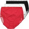 Ulla Popken Maxislips, 3er-Pack, High Waist, Spitze Pantaloni, Rot, 52-54 (Pacco da 3) Donna