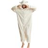 Laahoem Animale Alpaca Pigiama Unisex Adulto con Cappuccio Uomini Donne Jumpsuit Costume Cosplay Abbigliamento da Notte Beige White M