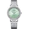 Citizen Orologio da donna al quarzo con quadrante verde EL3100-55X argento, Argento, Bracciale