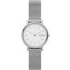 Skagen Orologio Signatur Lille per donna, movimento al quarzo a due lancette in tonalità argento con cinturino in acciaio inossidabile o in pelle, 30 mm, Tono argento e bianco