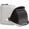 Goopai RFID 20 slot per carte di credito porta carte di credito in vera pelle fisarmonica porta carte piccolo portafoglio per donne o uomini con cerniera, Argento, S, Classico