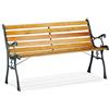 relaxdays Panca da Giardino, 2 Posti, con Listelli, Ghisa, HLP 73,5 x 126 x 52,5 cm, Color Legno Naturale