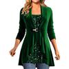 HEONSATI Maglietta Donna Paillettes Maglia Cerimonia Maniche Lunghe Maglietta Glitter Casual Taglie Forti Tops Brillantini Scollo a V Camicetta Cotone da Sera Blusa Paillettes Curvy per Feste
