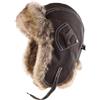 GIBZ Cappello da Aviatore in Pelle Sintetica da Cacciatore, Russo Berretto Invernale Caldo Antivento con Paraorecchie per Uomo e Donna, caffè, XL