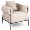 MEUBLE COSY Poltrona Imbottita Divano Singolo da Salotto Sedia con Cuscino Spesso per Camera Ufficio Poltroncina Relax in Velluto a Coste Beige