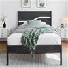 VECELO Telaio letto 90 x 200 cm, letto in metallo con testiera in legno a doppio strato e rete a doghe, moderno letto per gli ospiti con spazio sotto il letto, perfetto per camera da letto, colore