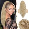 BARSDAR Coda di Cavallo Extension con Coulisse, 56cm Lunga Ondulati Ricci Sintetici Pettine Clip in Coda Cavallo Posticci per Donne Ponytail Capelli Estensione - Biondo Chiaro Cenere