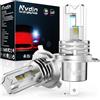 Nvdin h4 led senza ventola 20000lm, lampadine per fari auto o moto, kit lampadina 12v per abbaglianti e anabbaglianti, dimensioni 1:1 alogena, ultracompatta a montaggio diretto, luce bianca 6000k