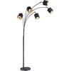 RL LIVE YOUR LIGHT Reality Lampada ad arco Tommy R46330579, metallo, nero opaco, paralumi in tessuto nero/oro