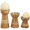 Romimex Set portacandele marrone dorato legno metallo 10 x 10 x 10 cm 10 x 10 x 20 cm 10 x 10 x 16 cm 3 pezzi
