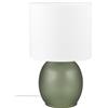 Trio Leuchten Tischleuchte Vela 517900115, Sockel Glas Grün, Schirm Stoff Weiß, exkl. 1x E14