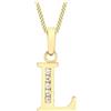 CARISSIMA Pendente con iniziale L in zirconia cubica su collana in oro giallo 9 ct con catena a curb diamantata di 46 cm/18 pollici