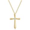 GAVU Collana da Donna Argento Placcato Oro 14K con Ciondolo Croce Cristiana, Collana Punto Luce da Donna con Diamante di Zirconia Cubica, Regalo Cresima e Comunione