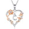EUDORA Harmony Ball Rosa Cuore Collana con iniziale C per donne Lettera C Alfabeto iniziale Collane Rame Placcato rodio Ciondolo con Zirconi Cubici, Iniziali Gioielli Regali per Donne Moglie, 18