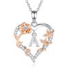 EUDORA Harmony Ball Rosa Cuore Collana con iniziale A per donne Lettera A Alfabeto iniziale Collane Rame Placcato rodio Ciondolo con Zirconi Cubici, Iniziali Gioielli Regali per Donne Moglie, 18