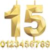 LFWZRY 15° Candele di compleanno, Compleanno Candele Torta Oro, Candela numero 15, 3D Candele con numeri da 5cm, Compleanno Torta Topper Decorazione per Feste di Compleanno Matrimonio Anniversario