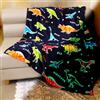 Yeqivo Coperta con dinosauro per ragazzi, coperta con dinosauro che si illumina al buio, coperta con dinosauro blu per bambini, coperta in morbido pile （130 * 150CM,Dinosauro blu scuro）