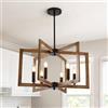 HvKvHvY Vintage Lampadari Plafoniera, E14 Geometrica Farmhouse Lampada A Sospensione 6 Luce Industriale Metallo Plafoniera Luci Soggiorno Per Cucina Isola Ingresso Sala Da Pranzo (Nero, Legno)