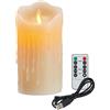 Koelaa Candele a LED ricaricabili, ricaricabili, alimentate a batteria, candele USB, senza fiamma, con telecomando e timer, candele per feste, Halloween, decorazioni natalizie, 7,5 x 10 cm