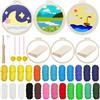Allazone 3 Pz Punch Needle Kit, Kit per Ricamo, Set da Ricamo Starter Kit con Motivo e Lstruzioni per Principianti, Adulti per Fai Da Te, Artigianato (Prato, Mare e Cielo)