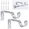 ALLisWE 2 Pezzi Staffa Palo per Tende Compatibile con Diametri Fino a 20mm-25mm Staffa Regolabile da Parete Resistenti Supporto Bastone Tenda Ganci per Bastoni Tende con Vite per Casa Letto Ufficio