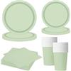 MORAINJAY Set di 68 Pezzi di Stoviglie Verde Salvia per Feste, Piatti di Carta, Bicchieri, Tovaglioli, Stoviglie per Compleanni, Matrimoni, Baby Shower, Lauree, Anniversari, Set per 16 Ospiti