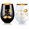 xilaxila Mr Right Mrs Always Right Wine Glass, Wedding Gifts for Couples,Mr and Mrs,Engagement Gifts for Husband Wife Bride Groom